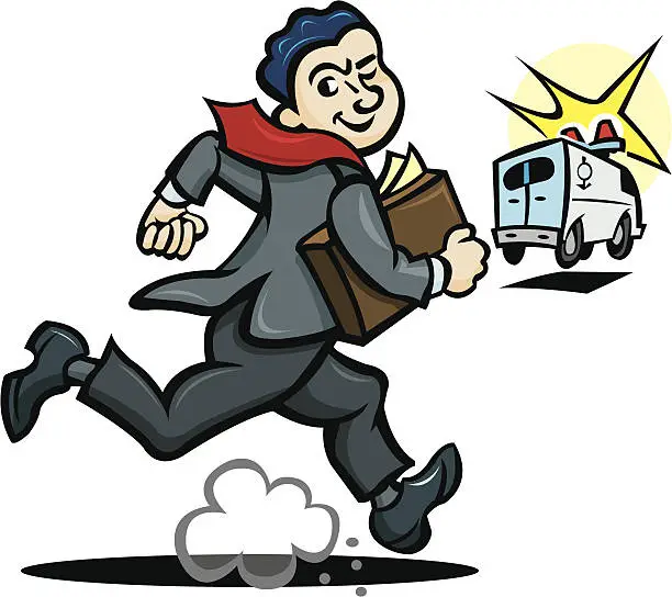 Vector illustration of Lawyer Chasing Ambulance