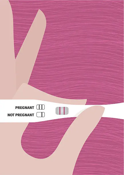 Vector illustration of Female Hand Holding Pregnancy Test