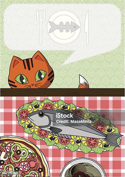 Cat Want To Eat A Fish Stock Illustration - Download Image Now - Abstract, Animal, Animal Body Part