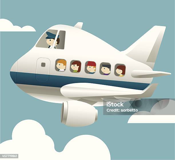 Piloto E Avião Com Passageiros - Arte vetorial de stock e mais imagens de Avião - Avião, Criança, Viagem