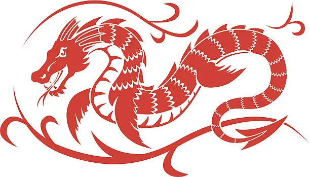 Vector illustration of dragon sea