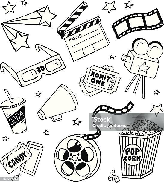 Movie Doodles Stock Illustration - Download Image Now - Movie Theater, Movie, Film Industry