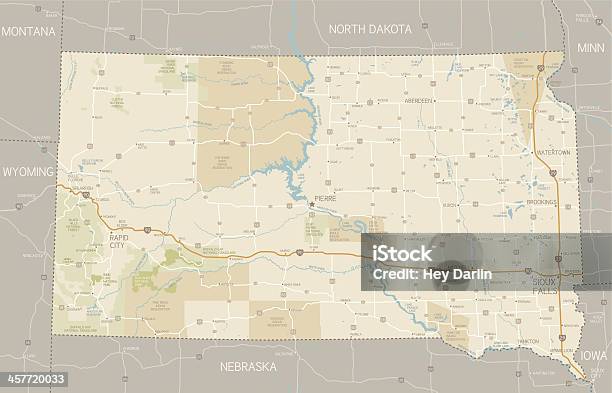 South Dakota Map Stock Illustration - Download Image Now - South Dakota, Map, Missouri River