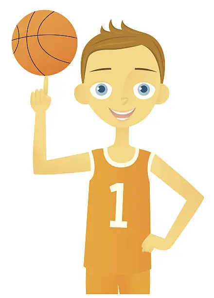 Vector illustration of Boy with Basketball