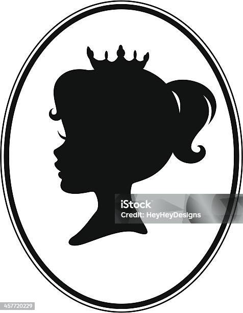 Dziewczynka Princess Kamea Sylwetki - Stockowe grafiki wektorowe i więcej obrazów Dziewczyny - Dziewczyny, Księżna - Członek rodziny królewskiej, Sylwetka