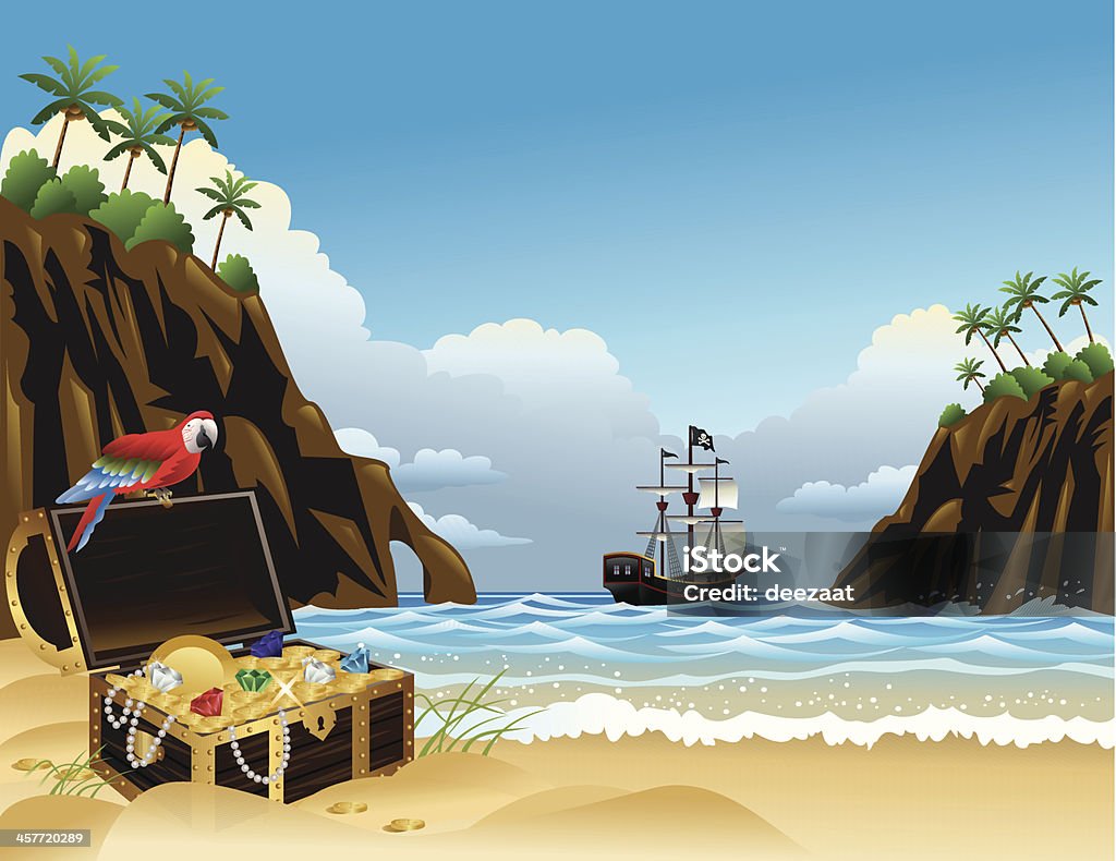 Isla Tropical del tesoro - arte vectorial de Pirata libre de derechos