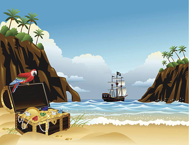 Tropical Island Treasure vector art illustration