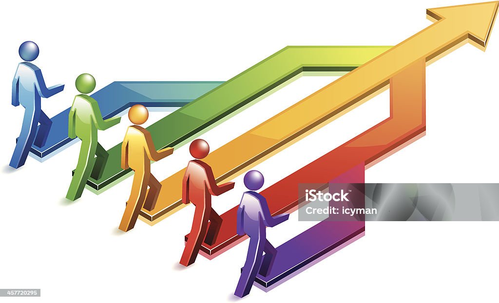 Work Team Direction Teamwork Direction Stock Illustration - Download Image Now ...