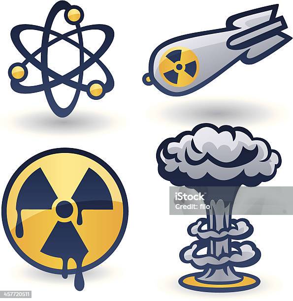 Ilustración de Elementos De Nuclear y más Vectores Libres de Derechos de Arma nuclear - Arma nuclear, Hongo nuclear, Viñeta