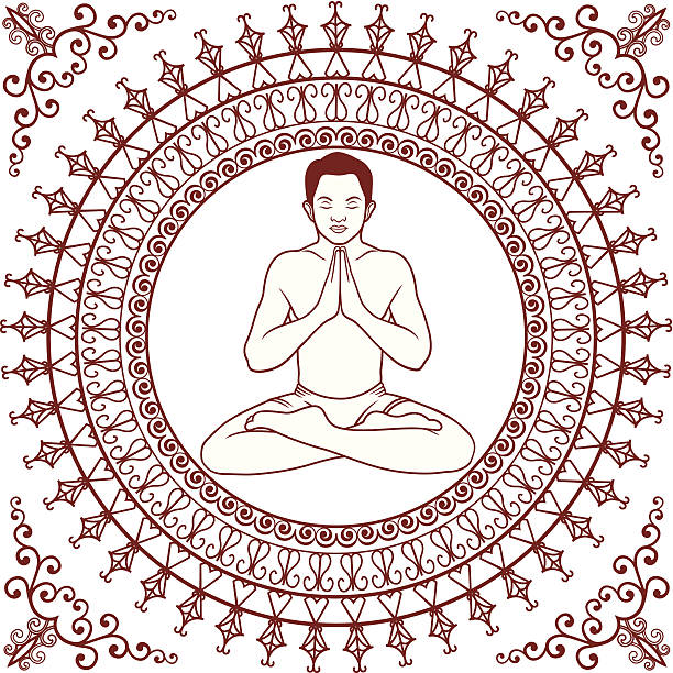 Yoga Mandala Yoga posture with mandala style , all different layer and very easy to edit. man yoga tattoo stock illustrations