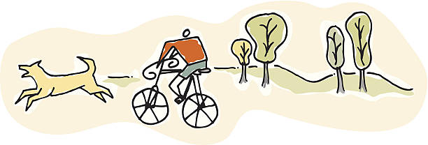 Biker and Dog vector art illustration