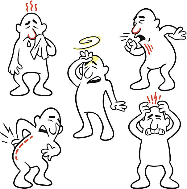 ilustraciones, imágenes clip art, dibujos animados e iconos de stock de los problemas de salud 2 - backache pain cartoon back
