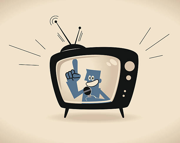 tv host - watching tv stock-grafiken, -clipart, -cartoons und -symbole