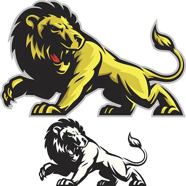 Vector illustration of Lion Mascot Fight Stance