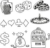 istock Casino components icons in black white 457720987