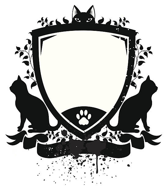 cat-shield - paw print paw shield vector stock-grafiken, -clipart, -cartoons und -symbole