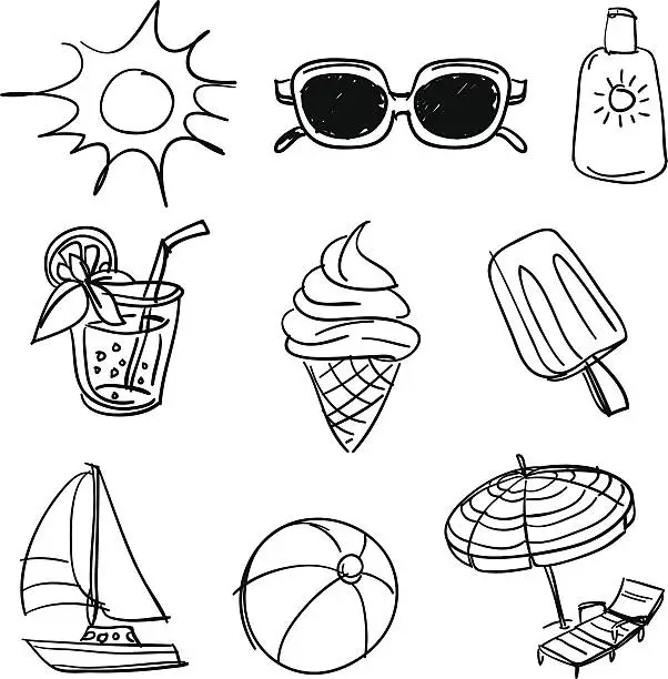 Vector illustration of Summer beach fun collection