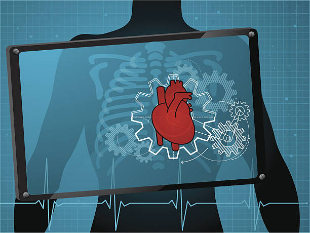 心臓のケア - human heart surveillance computer monitor pulse trace点のイラスト素材／クリップアート素材／マンガ素材／アイコン素材