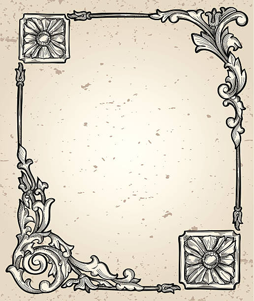 винтаж углы - sepia toned frame paper backgrounds stock illustrations