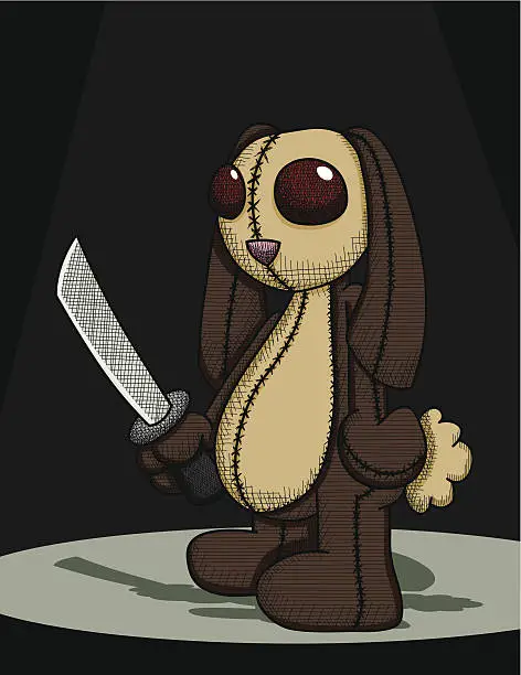 Vector illustration of Creepy Bunny with Knife