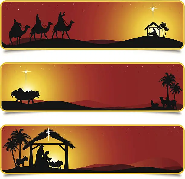 Vector illustration of Nativity scene banners designs