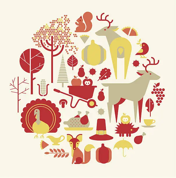 Vector illustration of Thanksgiving silhouettes