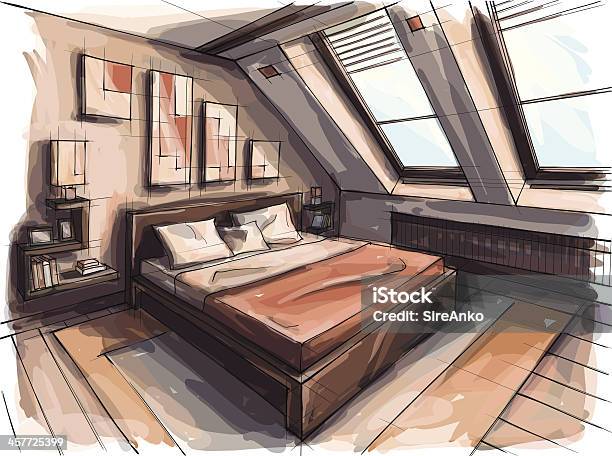Design Stock Illustration - Download Image Now - Indoors, Bedroom, Design