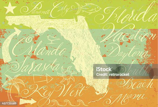 Floride Et Crayonnages Avec Calligraphie Vecteurs libres de droits et plus d'images vectorielles de Floride - Etats-Unis - Floride - Etats-Unis, Griffonnage, Spring break