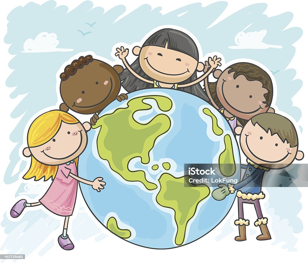 Little kids are protecting the world Little kids are protecting the world, in colourful cartoon style Child stock vector