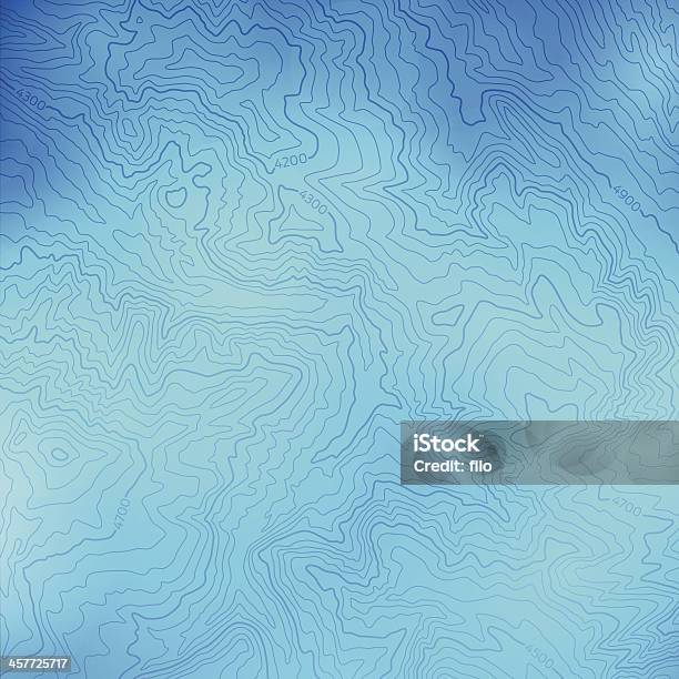 Fundo Azul Topographic - Arte vetorial de stock e mais imagens de Mar - Mar, Mapa topográfico, Topografia