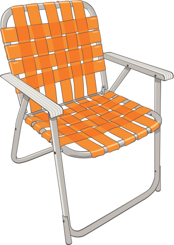 Vector of vintage style lawn chair with orange straps.