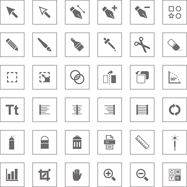 Graphics Interface Icons Collection of interface icons for graphics and illustration software. illustrator stock illustrations