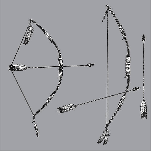 활과 화살-칠레식 인도어 - north american tribal culture arrow arrowhead bow and arrow stock illustrations