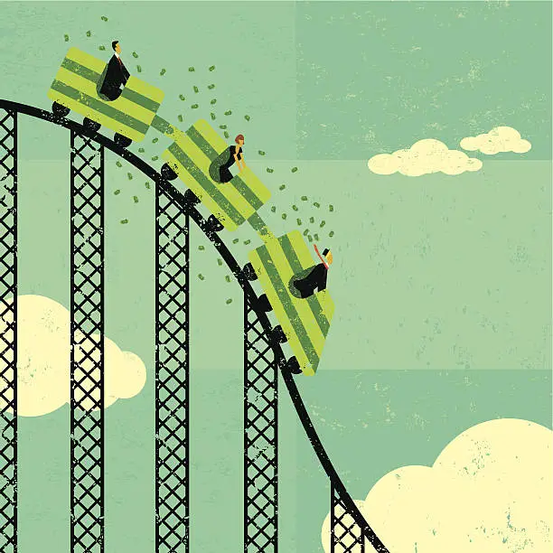 Vector illustration of Roller coaster economy