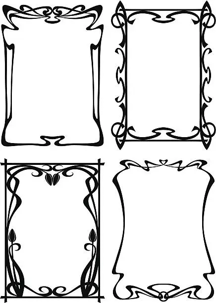 Vector illustration of Set of Vintage Frames