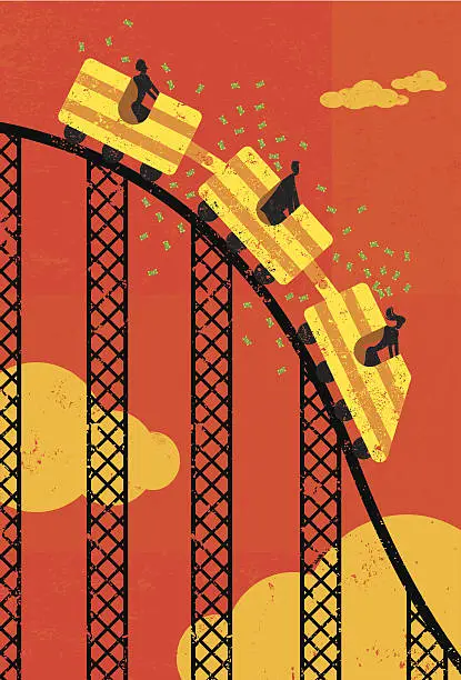 Vector illustration of Roller coaster economy