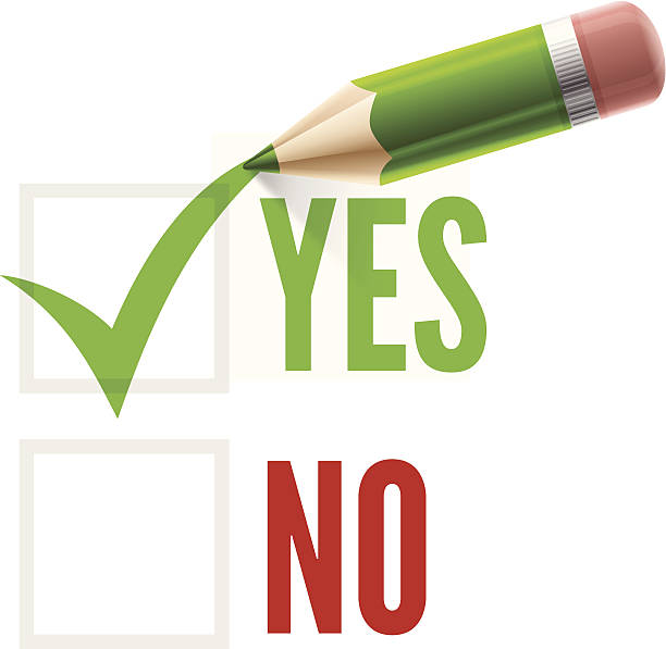 да check mark - yes no push button questionnaire stock illustrations