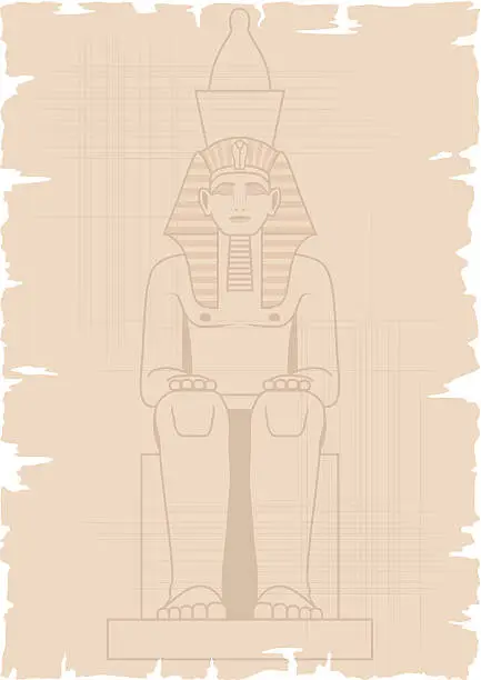 Vector illustration of Egyptian Pharaoh on Papyrus