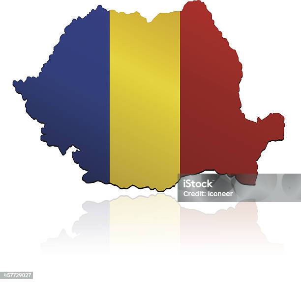 Mappa Di Bandiera Della Romania - Immagini vettoriali stock e altre immagini di Balcani - Balcani, Bandiera, Blu