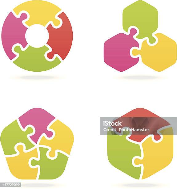 Colored Jigsaw Puzzle Set Ii Stock Illustration - Download Image Now - Puzzle, Three Objects, Jigsaw Puzzle