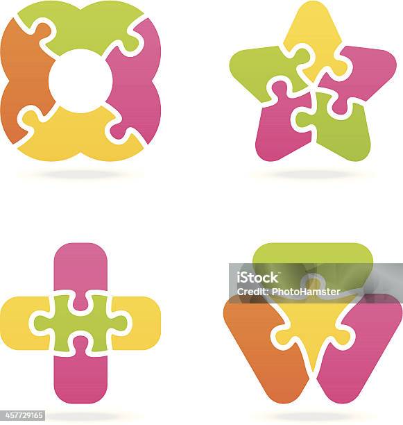 Farbige Puzzleset Iii Stock Vektor Art und mehr Bilder von Icon - Icon, Kreuz - Form, Puzzleteil