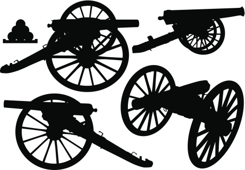 Various old cannon silhouettes.