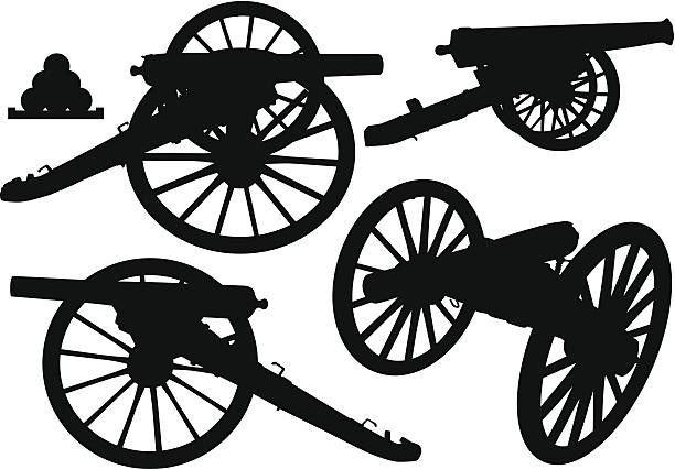 Cannon Silhouettes Various old cannon silhouettes. civil war stock illustrations