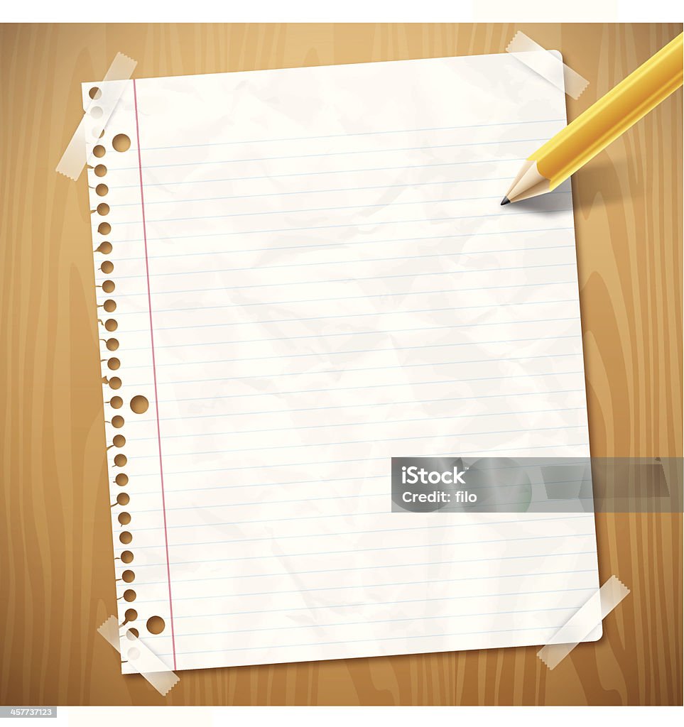 Notebook Paper Notebook paper background with copyspace. EPS 10 file. Transparency used on highlight elements. Lined Paper stock vector