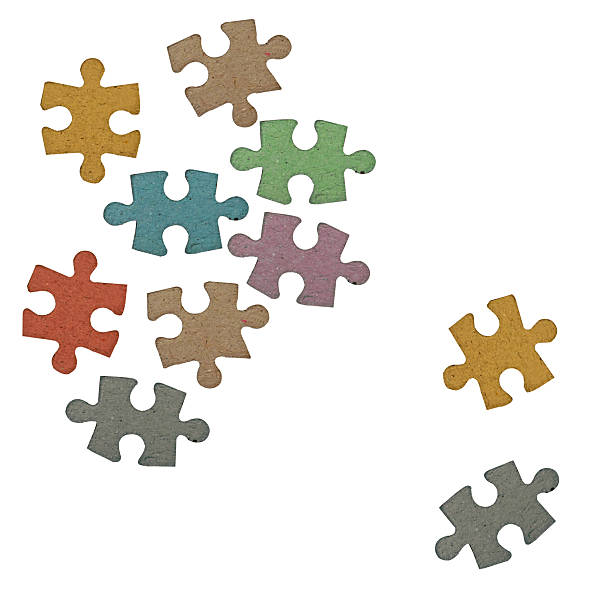 istock Paper jigsaw puzzle pieces isolated on white background 457741099