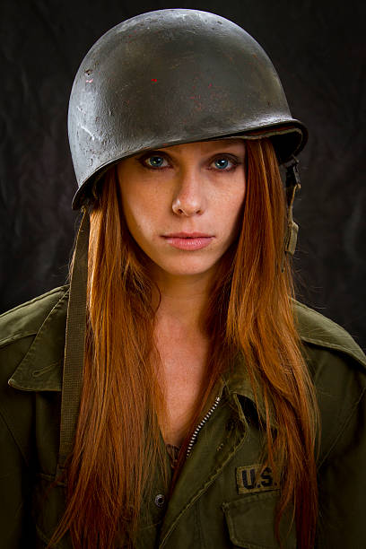 istock Cute Army Girl 457741119