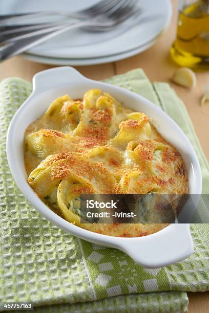 Baked Lumaconi With Ricotta Spinach And Grated Parmesan Cheese Stock Photo - Download Image Now