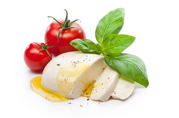 mozzarella - mozzarella caprese salad tomato italian cuisine fotografías e imágenes de stock