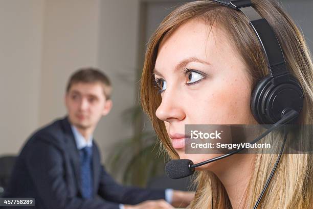 Beautiful Business Woman With Headset Stock Photo - Download Image Now - Adult, Adults Only, Assistance