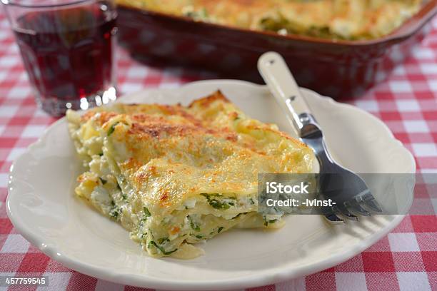 Lasagna With Ricotta And Spinach On A Table Stock Photo - Download Image Now - Lasagna, Spinach, Ricotta
